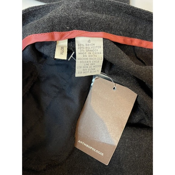 Vintage Anthropologie Gray Felt Trousers Womens 4 NWT Stripe Down Side Wide Leg - Picture 6 of 6